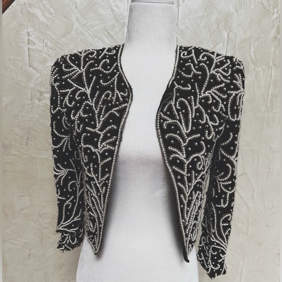 Scala Black Pearl Encrusted Evening Jacket - Picture 1 of 7